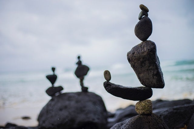 rocks balancing on the beach