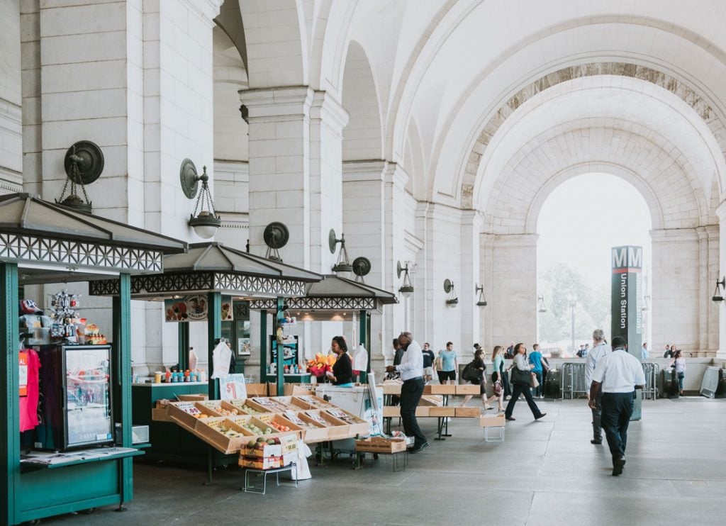 street market next to metro stop